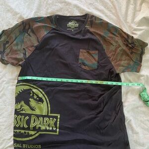 Universal Studios Jurassic Park Camouflage Sleeve Tee Plus Bonus Extra Shirt